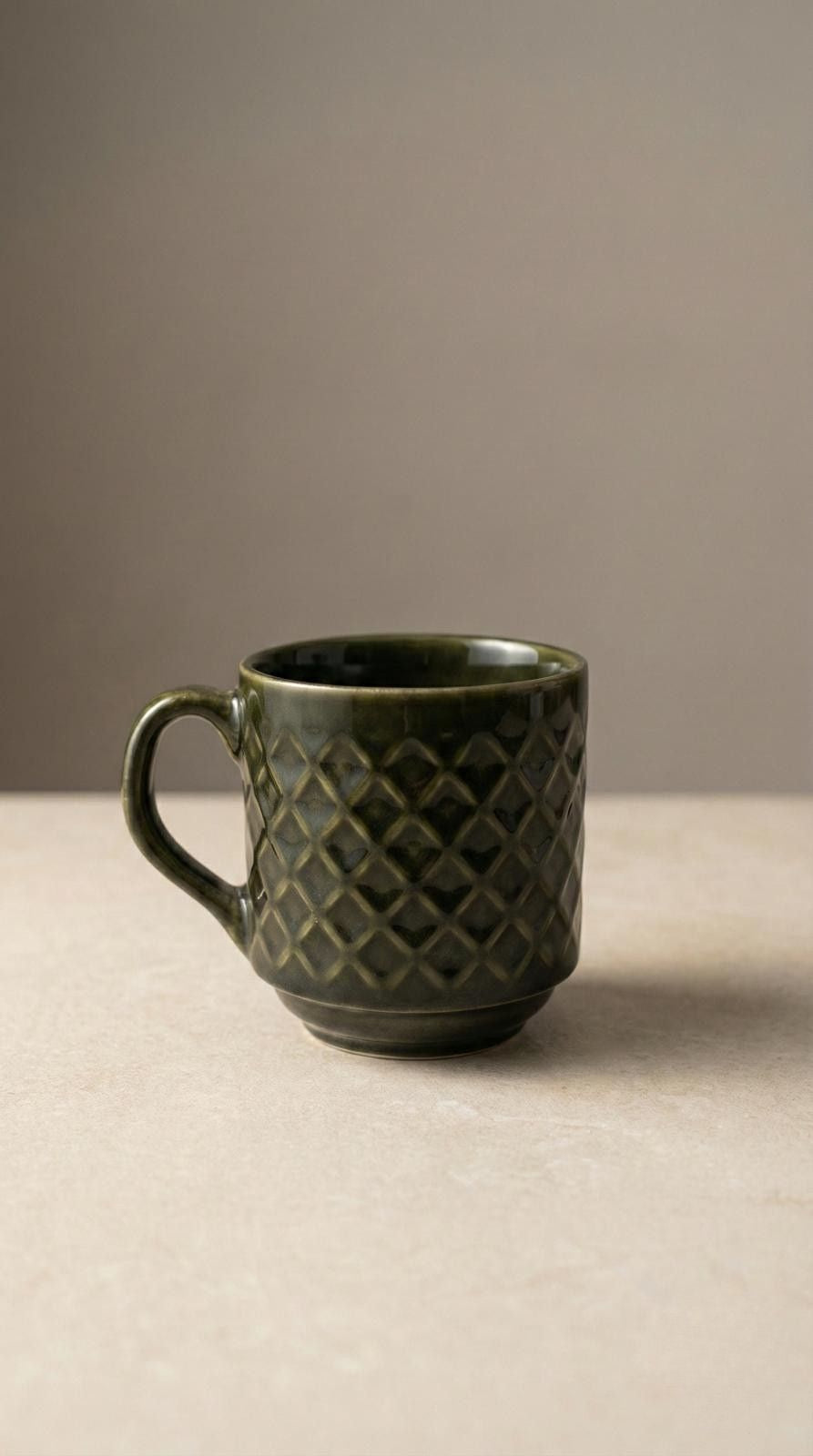 Porselen Çay & Kahve Fincanı | Zeytin Yeşili