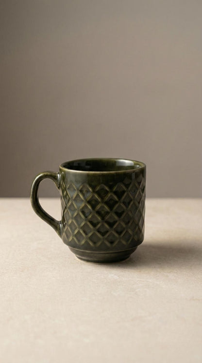 Porselen Çay & Kahve Fincanı | Zeytin Yeşili